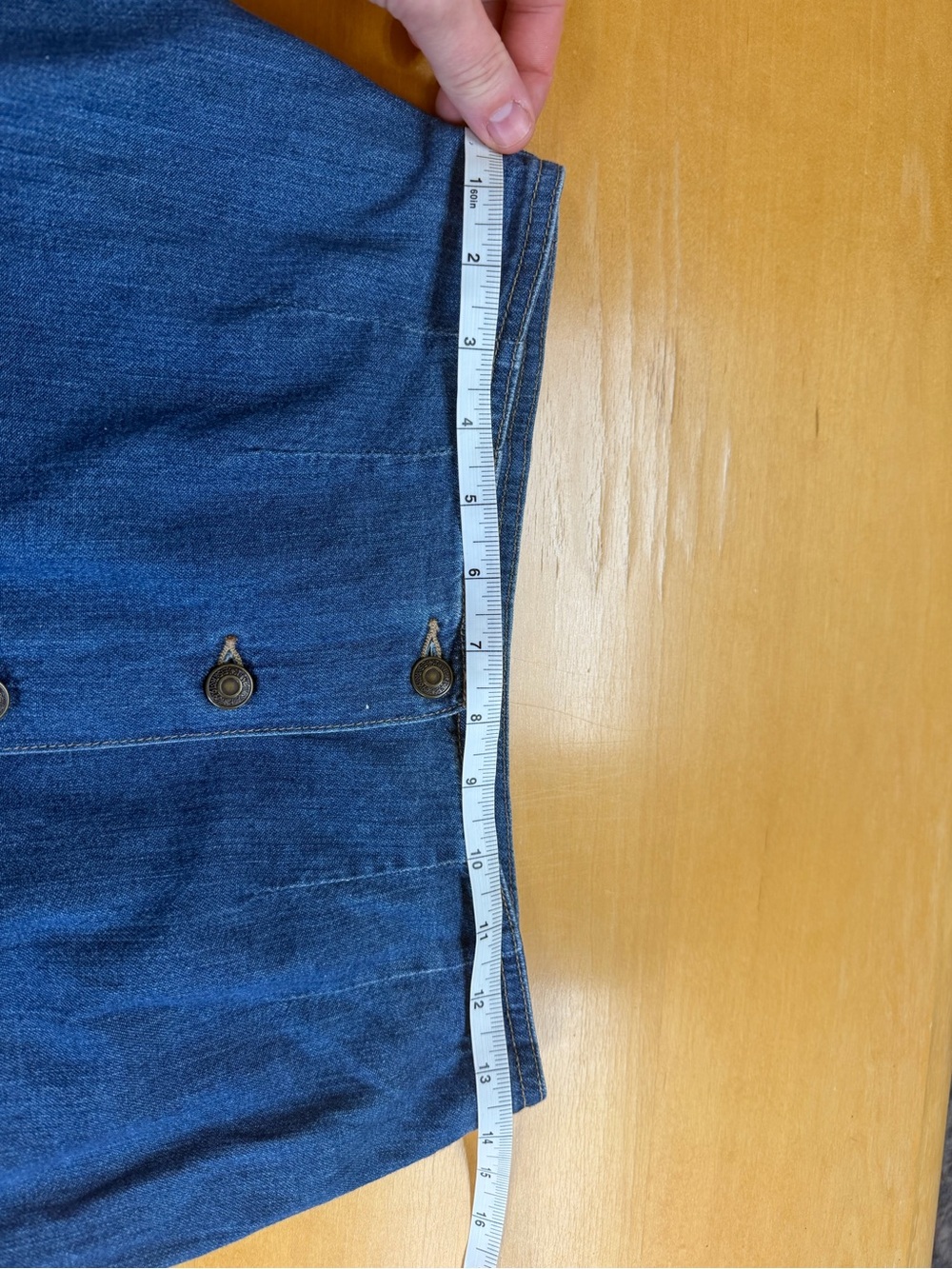 Classic Blue Denim Button-Front Vintage GAP Light Weight Cotton Denim Skirt - Picture 6 of 7